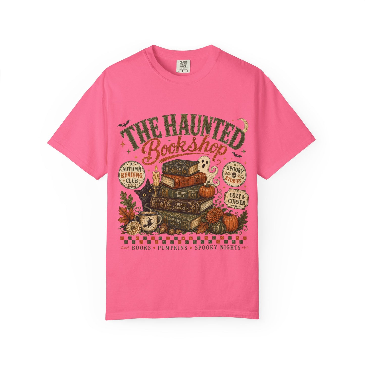 The Haunted Bookshop T-Shirt, Spooky Book Lover Shirt, Cozy Autumn Reading Tee, Halloween Bookstore Graphic, BookTok Reader Gift