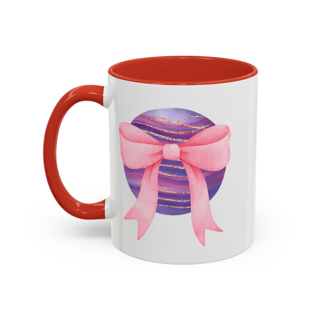 Pink/Purple Planet Wrapped In A Bow Accent Coffee Mug