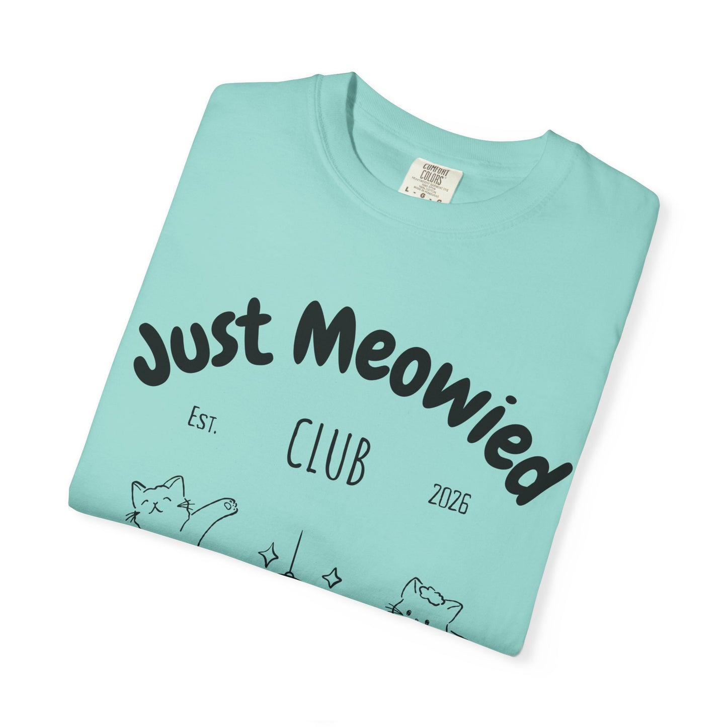 Just Married Cat Wedding Shirt Newlywed Couple Matching T-Shirt Comfort Colors Mr And Mrs Tee Just Meowied Honeymoon Gift For Bride Groom