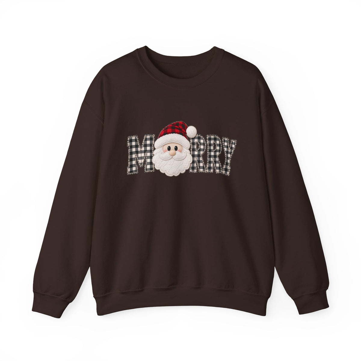 Merry Christmas Sweatshirt, Santa Christmas Crewneck, Plaid Holiday Sweater, Cute Santa Shirt, Cozy Christmas Gift for Her
