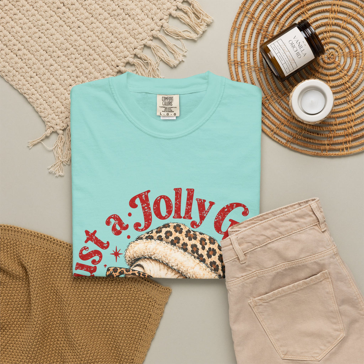 Jolly Goose Christmas Shirt, Funny Christmas Goose Tee, Leopard Santa Goose Shirt, Goose Lover Gift, Retro Holiday T-Shirt