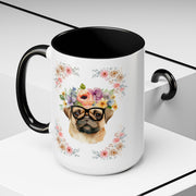 Geeky Goddess Pug Accent Coffee Mug