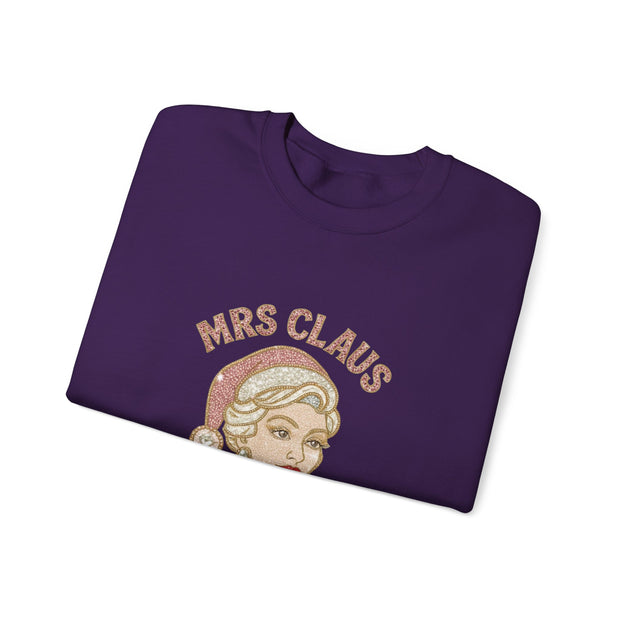 Mrs Claus Glam Squad Sweatshirt | Retro Mrs. Claus Illustration, Christmas Holiday Crewneck