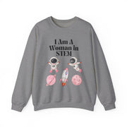 "I Am A Woman in STEM" Astronaut Unisex Crewneck Sweatshirt