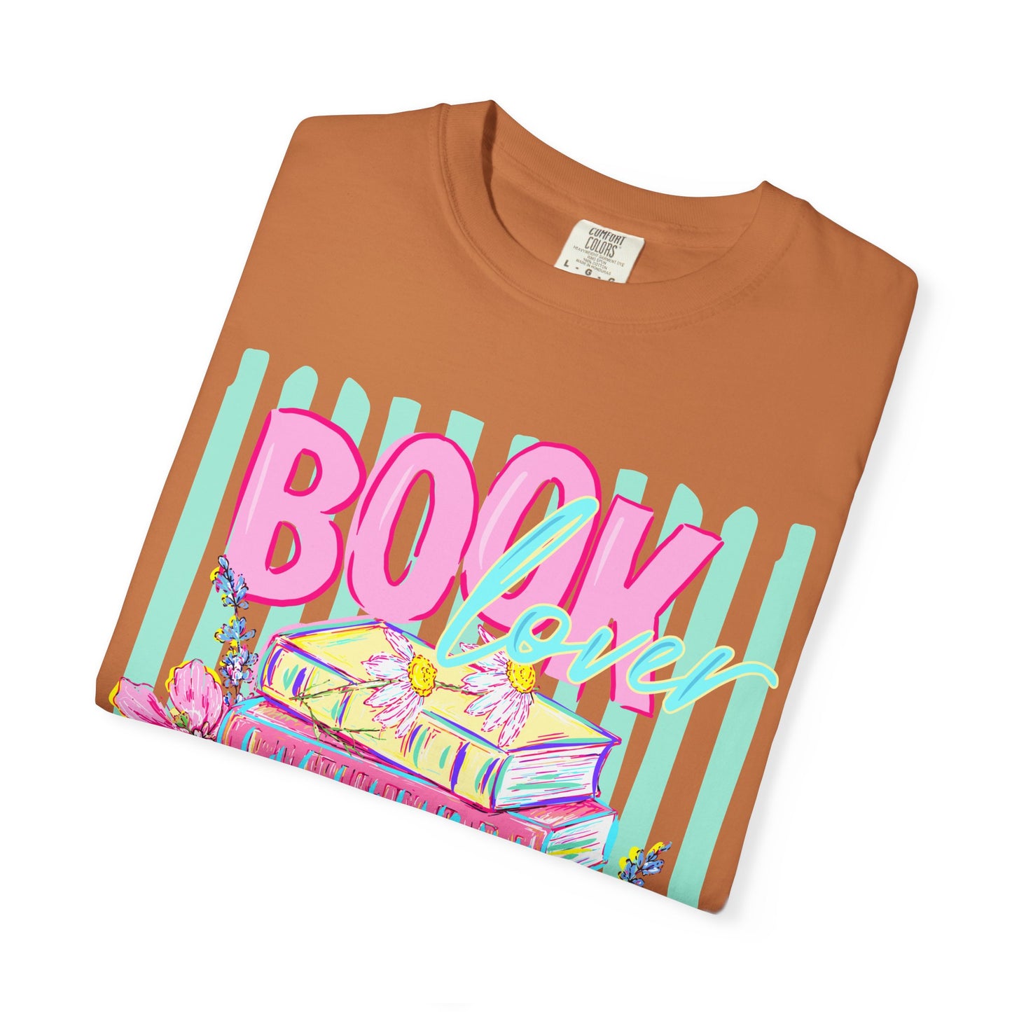 Book Lover Stack T-Shirt, Pastel Book Stack Floral Tee, Cozy Reader Shirt, Booktok Graphic T-Shirt, Cute Bookish Gift for Women
