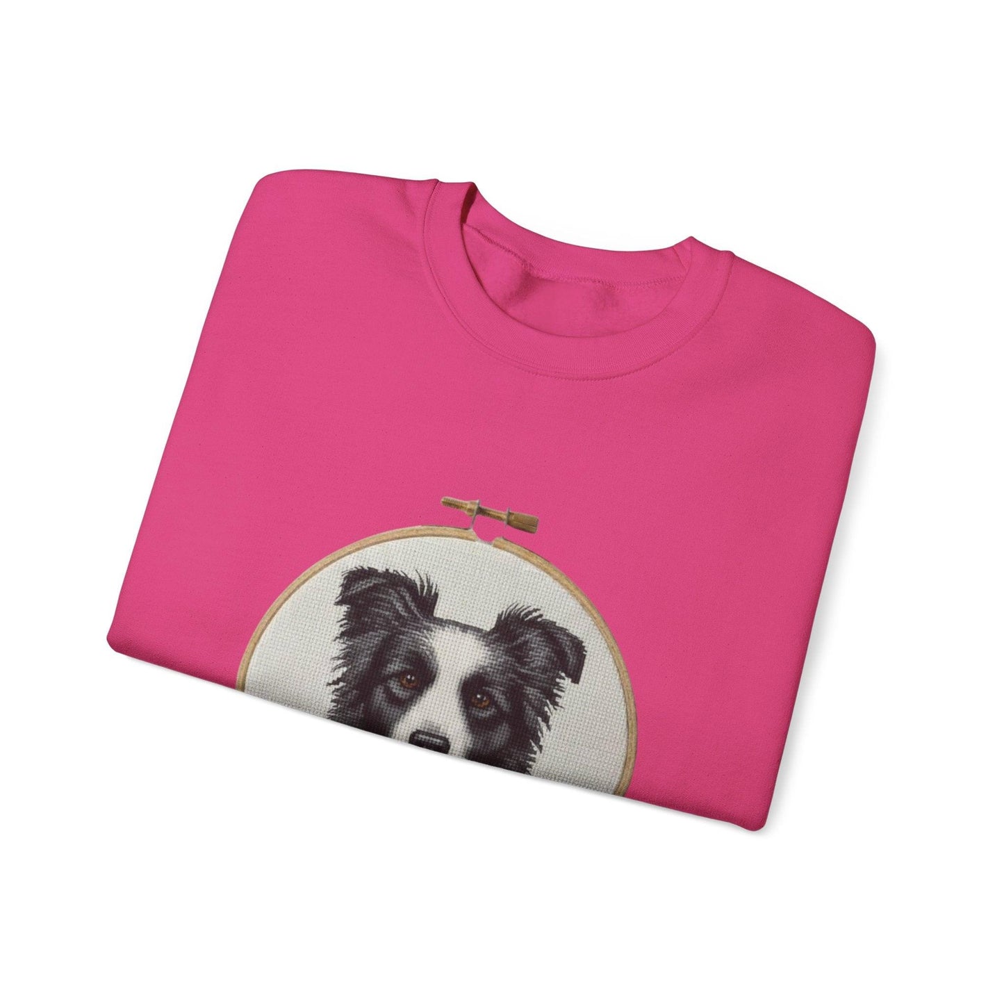 Border Collie Portrait Crewneck Sweatshirt | Embroidery Hoop Dog Design