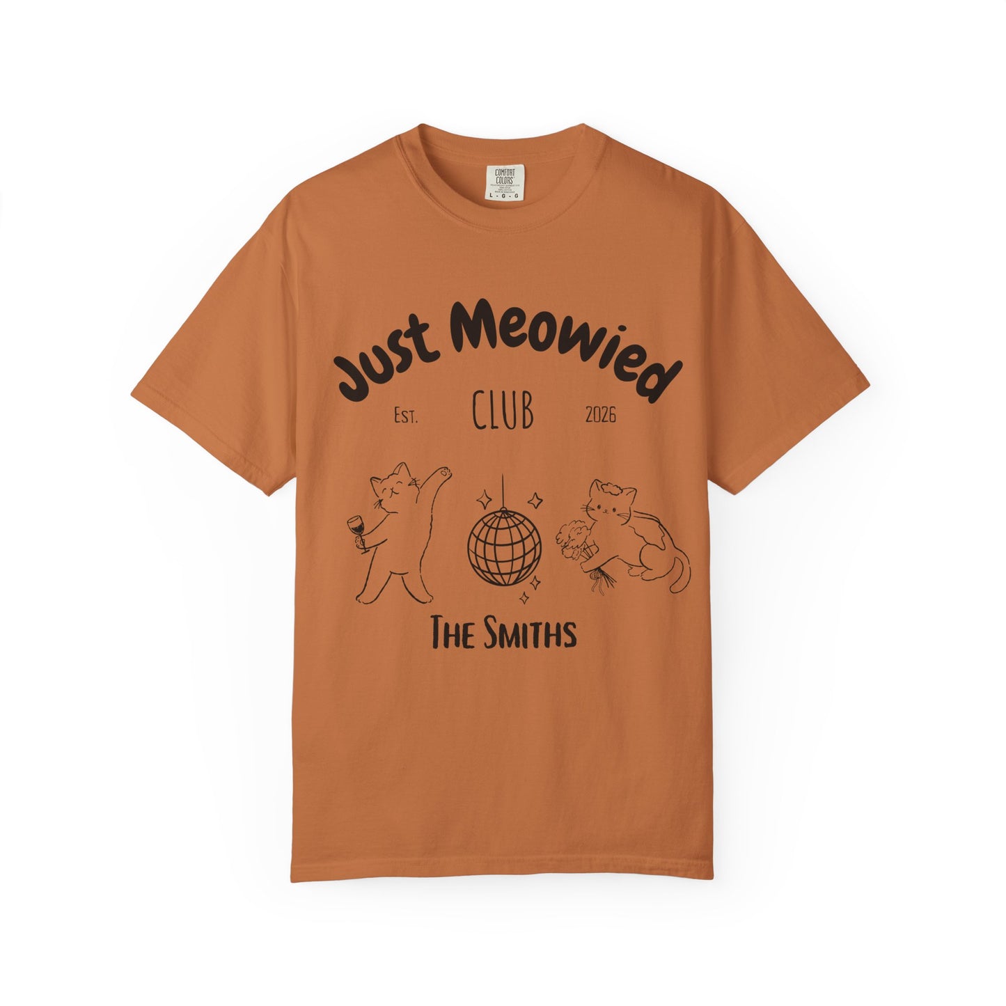 Just Married Cat Wedding Shirt Newlywed Couple Matching T-Shirt Comfort Colors Mr And Mrs Tee Just Meowied Honeymoon Gift For Bride Groom