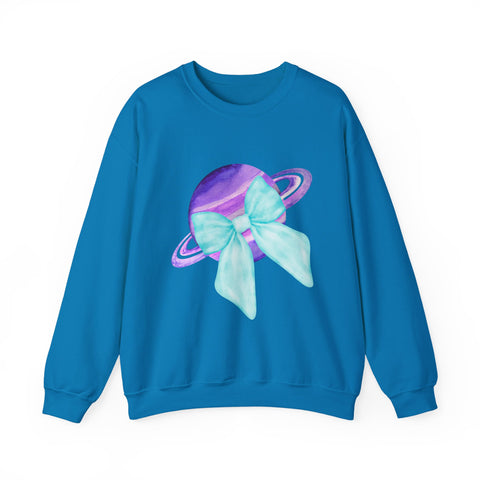 Purple Saturn Wrapped In A Bow Sweatshirt