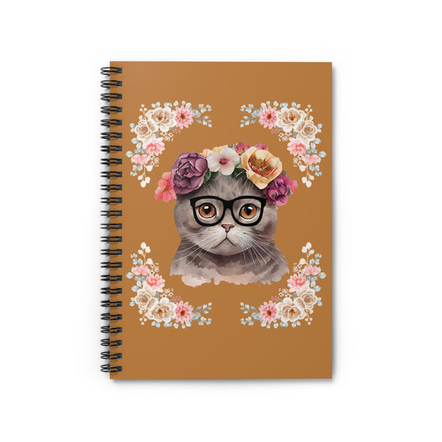 Geeky Goodess Dark Gray Cat Spiral Notebook