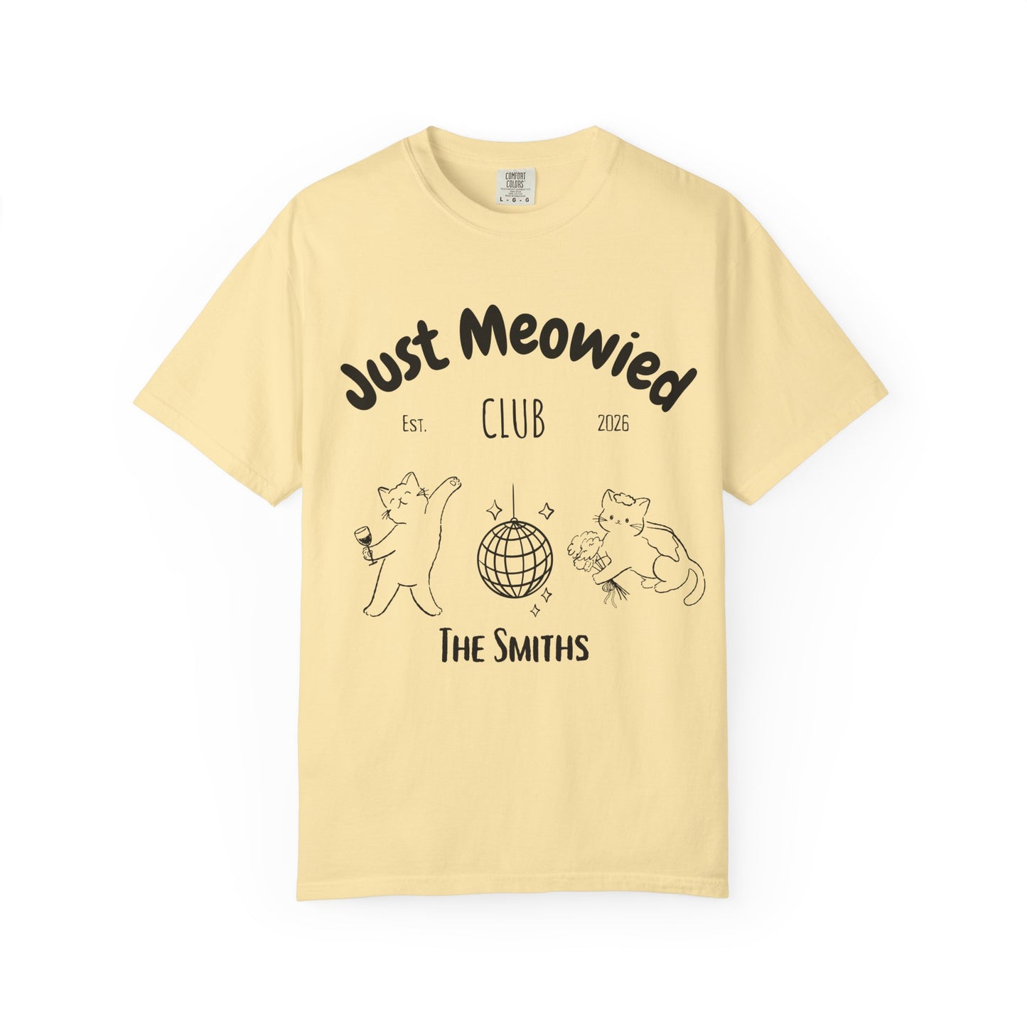 Just Married Cat Wedding Shirt Newlywed Couple Matching T-Shirt Comfort Colors Mr And Mrs Tee Just Meowied Honeymoon Gift For Bride Groom