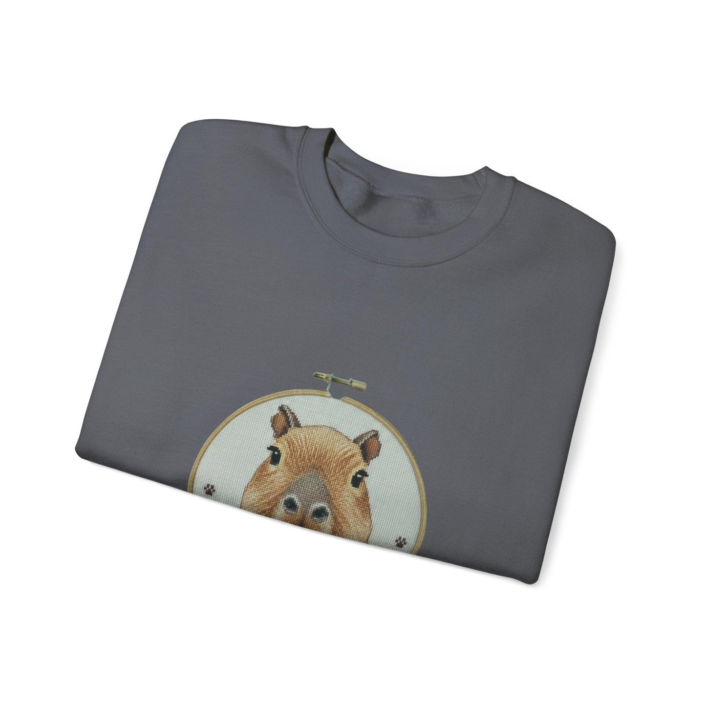Cute Capybara Portrait Crewneck Sweatshirt | Floral Wreath Animal Art