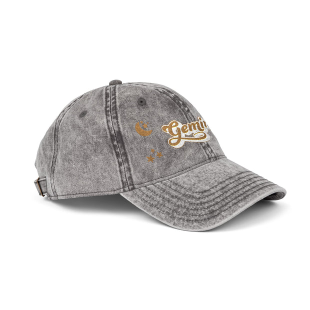 'Gemini' Vintage Wash Embroidered Cap