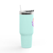 Purple Pumpkin Wrapped In A Bow Insulated Travel Mug, 40oz