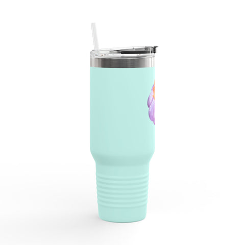 Purple Pumpkin Wrapped In A Bow Insulated Travel Mug, 40oz