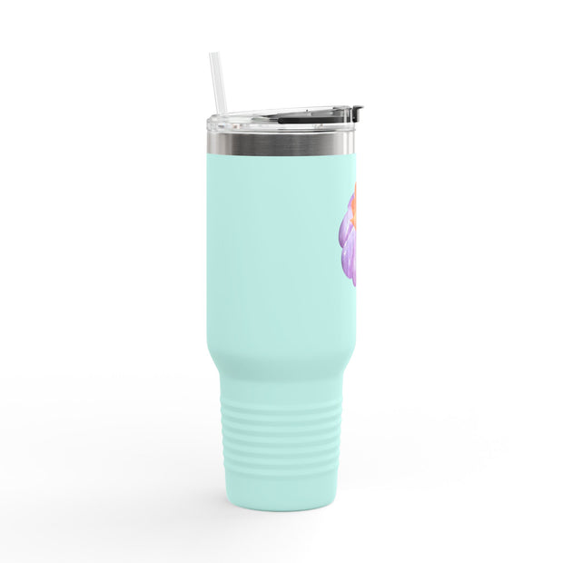Purple Pumpkin Wrapped In A Bow Insulated Travel Mug, 40oz