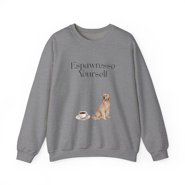 'Espawresso Yourself' Golden Retriever Unisex Crewneck Sweatshirt