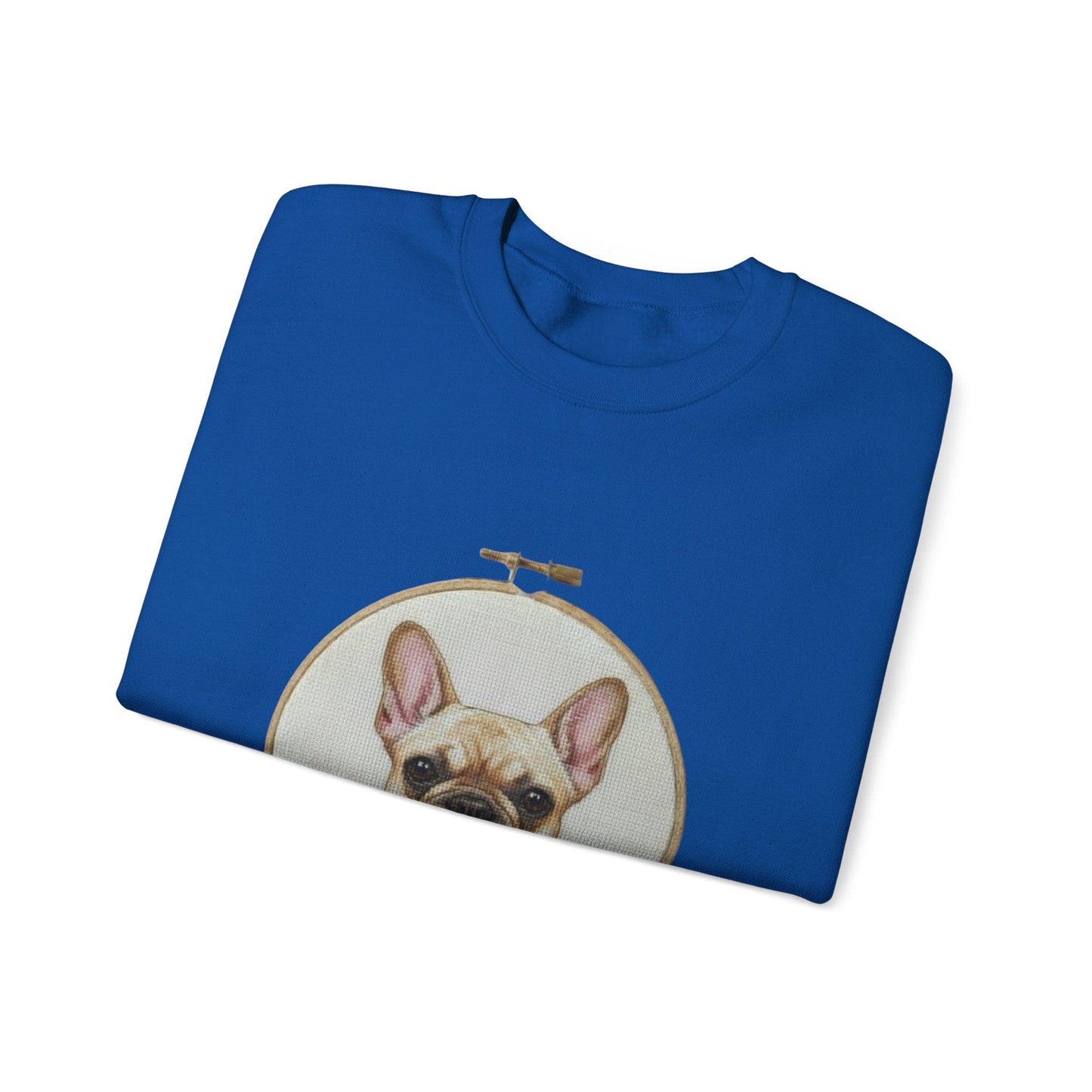 French Bulldog Portrait Sweatshirt | Embroidery Hoop Dog Face, Floral Accent