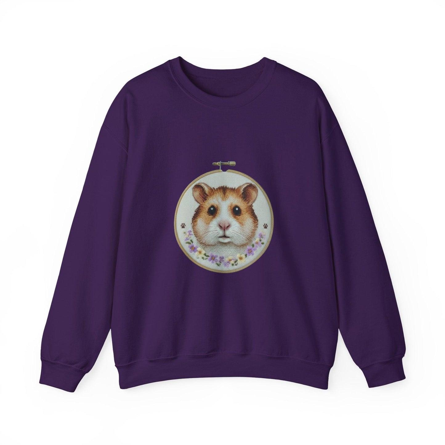 Hamster Portrait Sweatshirt | Embroidery Hoop Floral Frame