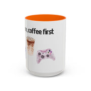 'Game On, Coffee First' Accent Coffee Mug