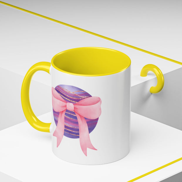 Pink/Purple Planet Wrapped In A Bow Accent Coffee Mug