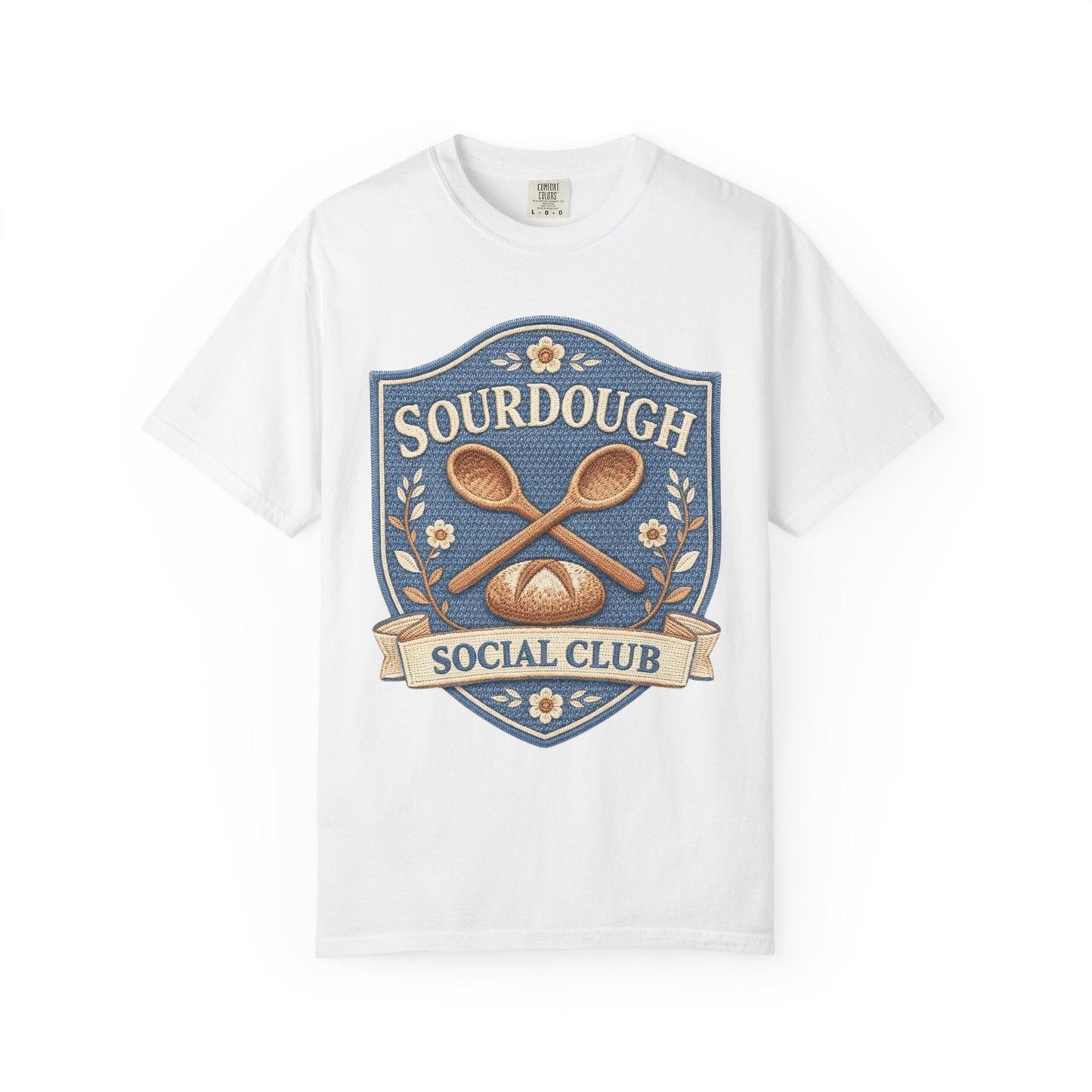 Sourdough Social Club T-shirt | Vintage Baking Badge, Bread Loaf & Spoons