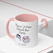'Player 2 Has Joined The Party' 'Est. 2025' Accent Coffee Mug