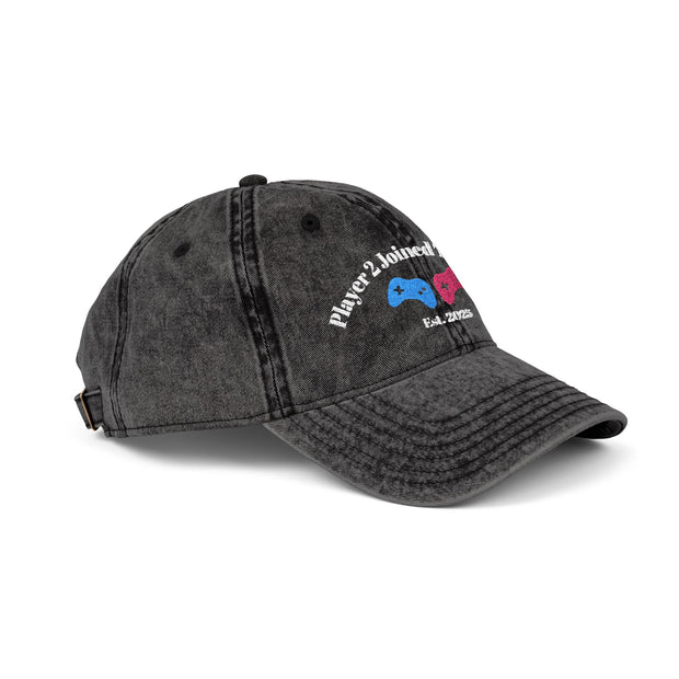 'Player 2 Joined The Party' 'Est. 2025' Vintage Embroidered Cap