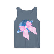 Blue Saturn Wrapped In Pink Bow Unisex Tank Top
