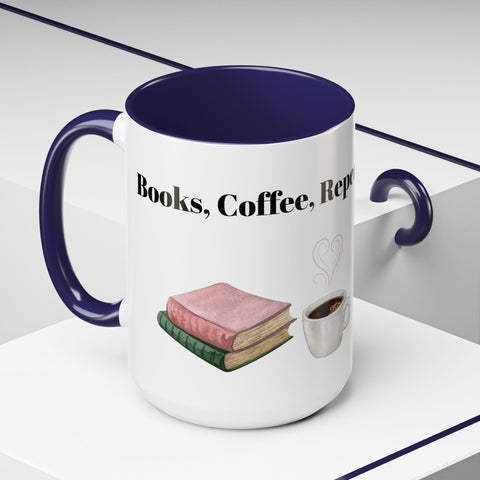'Books, Coffee, Repeat' Accent Coffee Mug