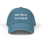 'Side Quest Activated' Denim Embroidered Cap
