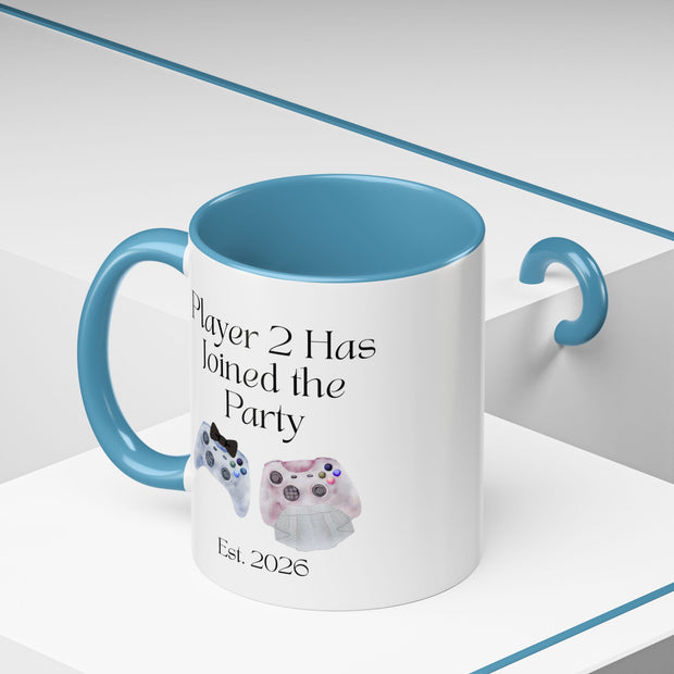 'Player 2 Has Joined The Party' 'Est. 2026' Accent Coffee Mug