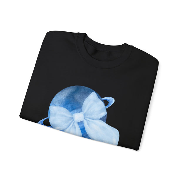 Blue Saturn Wrapped In A Blue Bow Unisex Crewneck Sweatshirt