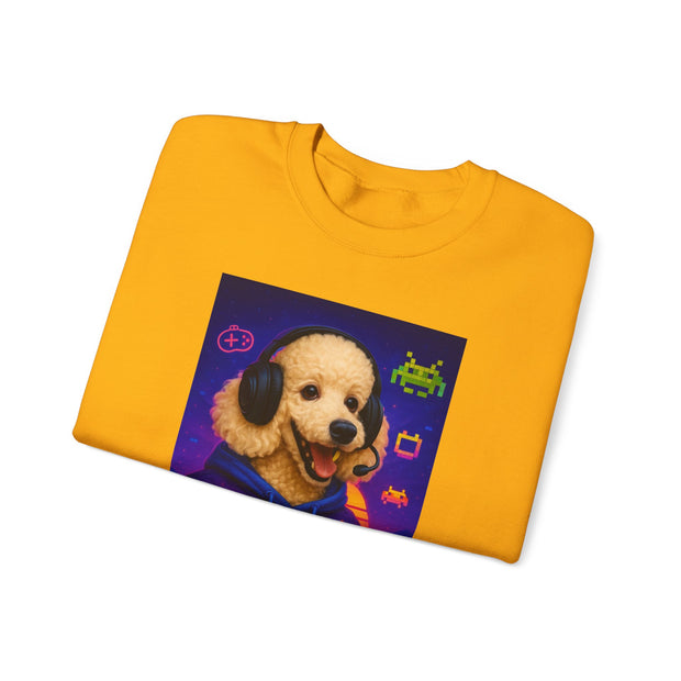Gamer Dog Sweatshirt, Unisex Crewneck, Cute Gaming Apparel, Gift for Pet Lovers, Funny Sweatshirt, Cozy Gaming Clothing
