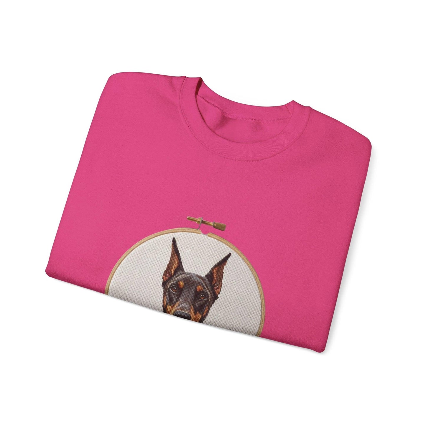 Doberman Portrait Embroidery Hoop Sweatshirt | Dog Face Crewneck