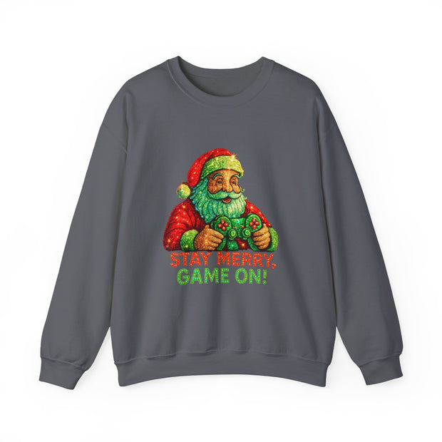 Santa with Game Controller Sweatshirt | Stay Merry Game On Christmas