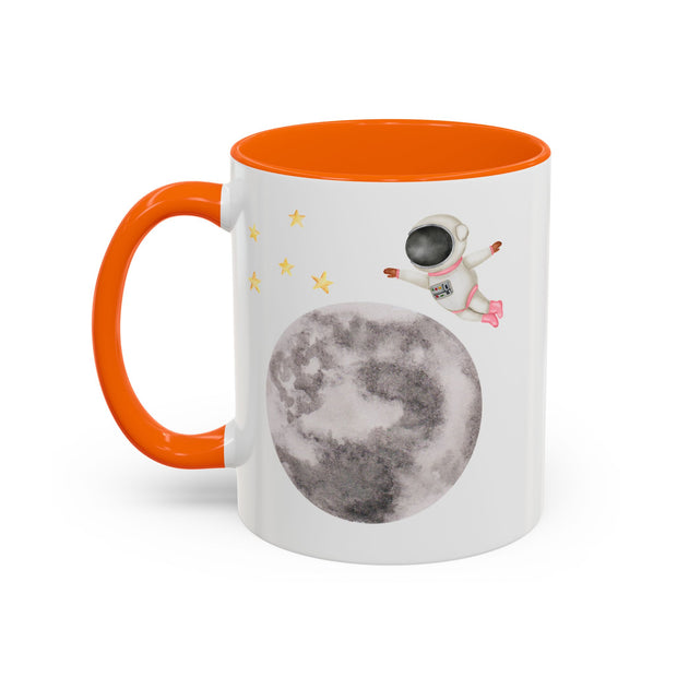 Astronaut Flying To The Moon Accent Coffee Mug