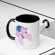 Blue Saturn Wrapped In A Pink Bow Accent Coffee Mug