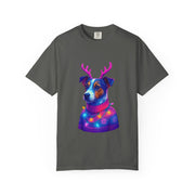 Jack Russell in Reindeer Sweater T-shirt | Neon Holiday Dog Design