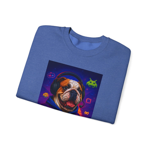 Gaming Dog Crewneck Sweatshirt, Cozy Gamer Gift, Unisex Sweatshirt, Video Game Lover Apparel, Fun Dog Design Sweatshirt
