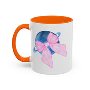 Blue Saturn Wrapped In A Pink Bow Accent Coffee Mug