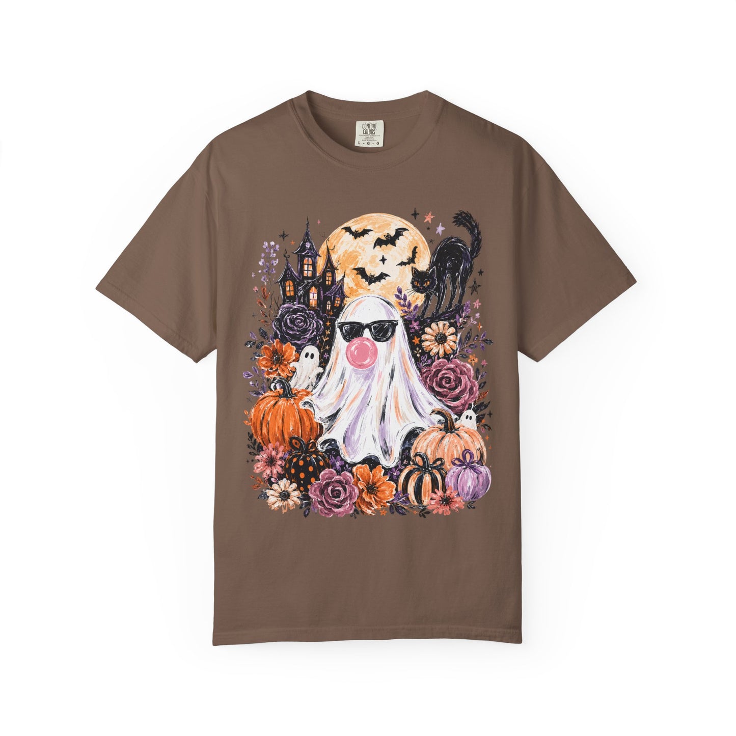 Cute Sunglasses Ghost Halloween T-shirt | Pumpkin, Black Cat, Haunted House