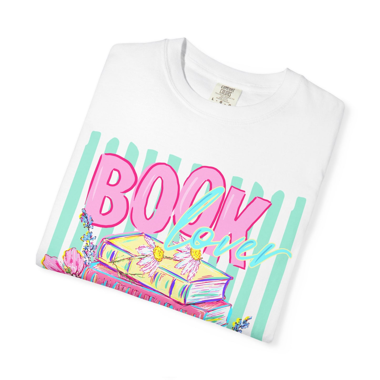 Book Lover Stack T-Shirt, Pastel Book Stack Floral Tee, Cozy Reader Shirt, Booktok Graphic T-Shirt, Cute Bookish Gift for Women
