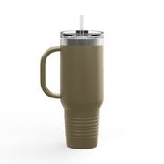 Purple Pumpkin Wrapped In A Bow Insulated Travel Mug, 40oz
