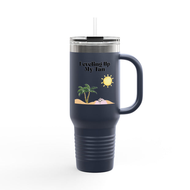 'Leveling Up My Tan' Insulated Travel Mug, 40oz