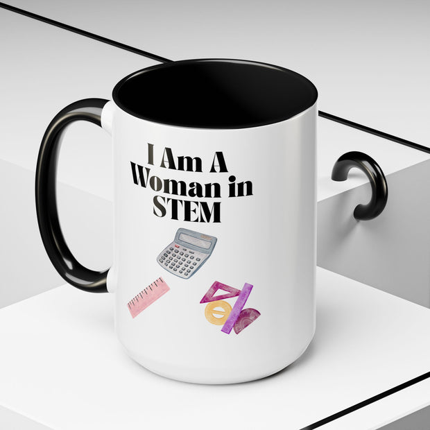 'I Am A Woman In STEM' Accent Coffee Mug