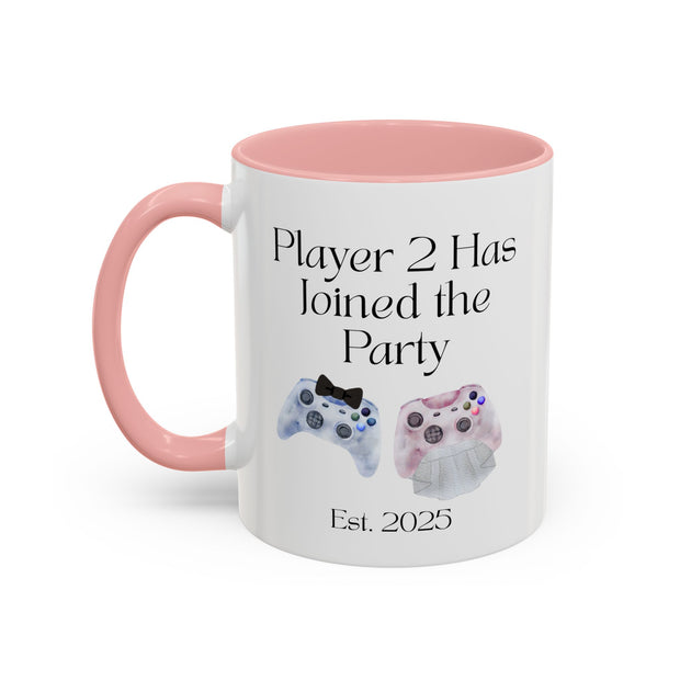 'Player 2 Has Joined The Party' 'Est. 2025' Accent Coffee Mug