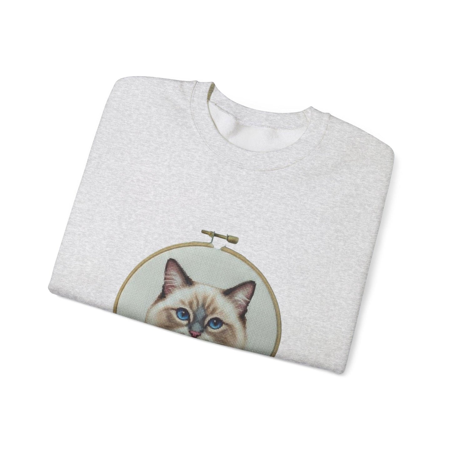 Ragdoll Cat Portrait Sweatshirt | Embroidery Hoop Floral Frame