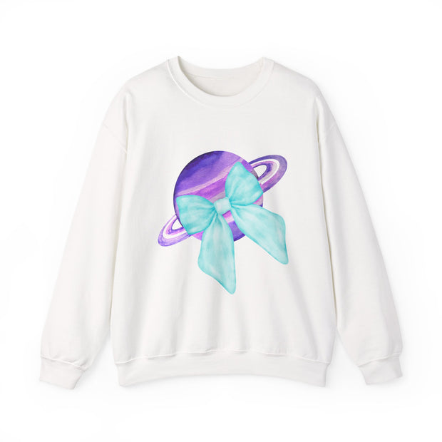 Purple Saturn Wrapped In A Bow Sweatshirt