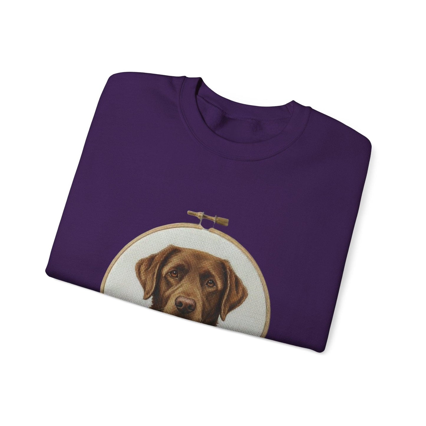 Chocolate Labrador Portrait Sweatshirt | Floral Hoop Embroidery Art
