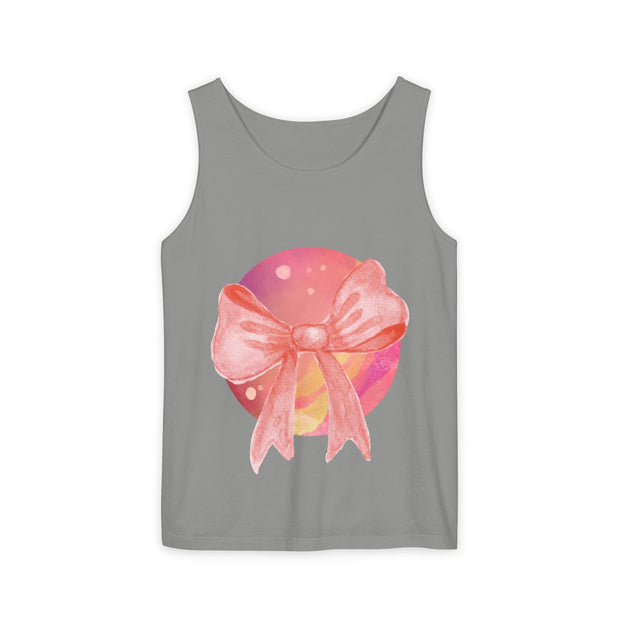 Pink/Yellow Planet Wrapped In Bow Unisex Tank Top
